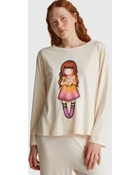 Benetton - Benetton, Maglia Con Stampa Santoro Gorjuss, Taglia, Bianco Panna, Donna - Lyst