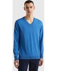 Benetton - V-neck Sweater In Pure Cotton - Lyst
