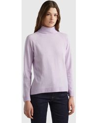 Benetton - Light Lilac Turtleneck Sweater In Cashmere And Wool Blend - Lyst