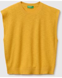 Benetton - Benetton, Sleeveless Linen Blend Sweater - Lyst