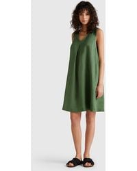 Benetton - Benetton, Ärmelloses Kleid Aus Reinem Leinen, Grün - Lyst