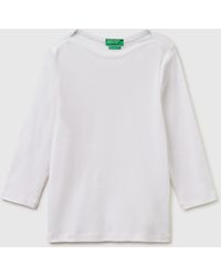 Benetton - Benetton, Slim Fit T-Shirt With Boat Neck - Lyst