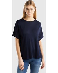 Benetton - T-shirt In Sustainable Stretch Viscose - Lyst