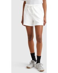 Benetton - Benetton, Pantalón Corto Con Elástico Con Logo, Blanco Crema, Mujer - Lyst