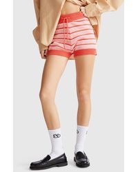 Benetton - Benetton, Short En Maille Rayée, Rose, Femme - Lyst