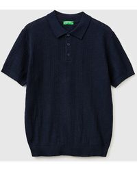 Benetton - Benetton, Textured Linen Blend Polo Shirt - Lyst