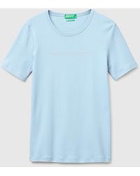 Benetton - Benetton, Short Sleeve T-Shirt With Glitter Logo - Lyst