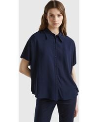 Benetton - Short Sleeve Shirt In Sustainable Viscose - Lyst