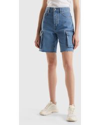 Benetton - Cargo Shorts In Recycled Cotton Blend - Lyst