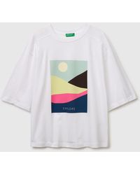 Benetton - Benetton, Oversized T-Shirt With Print - Lyst