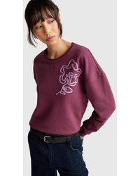 Benetton - Benetton, Sudadera De Corte Regular Con Aplicación, Burdeos, Mujer - Lyst
