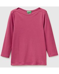 Benetton - Benetton, Slim Fit T-Shirt With Boat Neck - Lyst