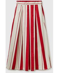 Benetton - Benetton, Striped Satin Midi Skirt - Lyst