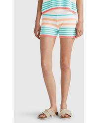 Benetton - Benetton, Short En Maille Rayée, Multicolore, Femme - Lyst