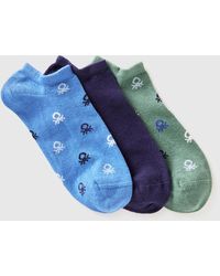 Benetton - Benetton, Three Pairs Of Short Socks - Lyst