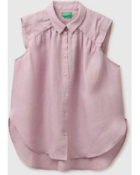 Benetton - Benetton, 100% Linen Sleeveless Blouse - Lyst