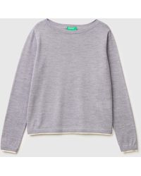Benetton - Benetton, 100% Merino Wool Boat Neck Sweater - Lyst