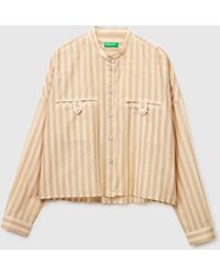 Benetton - Benetton, Striped Shirt With Mandarin Collar - Lyst
