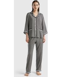 Benetton - Monogramm-pyjama Aus Nachhaltiger Viskose - Lyst