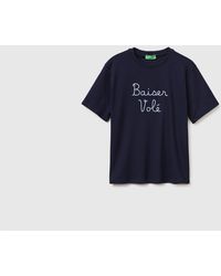 Benetton - Benetton, T-Shirt With Embroidered Writing - Lyst