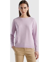 Benetton - Light Lilac Crew Neck Sweater In Cashmere And Wool Blend - Lyst