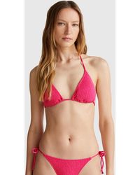 Benetton - Benetton, Padded Triangle Bikini Top With Animal Print - Lyst