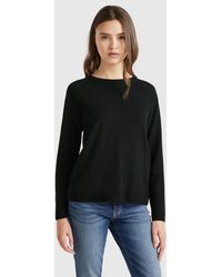 Benetton - Benetton, Suéter Negro De Cuello Redondo En Mezcla De Lana Y Cachemira, Talla, Negro, Mujer - Lyst