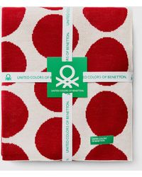 Benetton - Knit Blanket In Red Polka Dots - Lyst