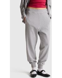 Benetton - Benetton, Pantalones Deportivos De Algodón Puro, Talla, Gris Claro, Mujer - Lyst