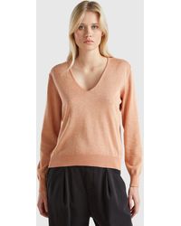 Benetton - Benetton, Sweater With V-Neck And Lurex - Lyst