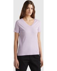 Benetton - Pure Cotton T-shirt With V-neck - Lyst