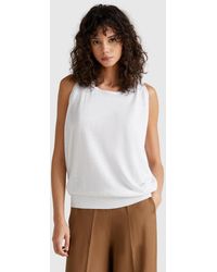 Benetton - Benetton, Jersey Reversible De Mezcla De Lino, Blanco, Mujer - Lyst