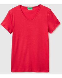 Benetton - Benetton, Slim Fit T-Shirt With V-Neck - Lyst