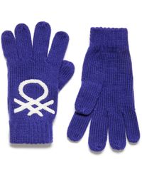 Benetton Guantes Con Logotipo - Azul