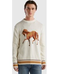 Benetton - Sweater With Horse Inlay - Lyst