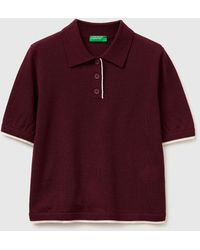 Benetton - Benetton, 100% Merino Wool Polo Shirt - Lyst