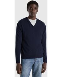 Benetton - Benetton, Dark V-Neck Sweater - Lyst