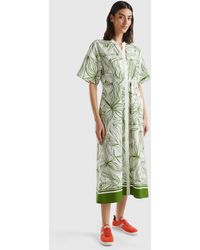 Benetton - Long Shirt Dress In Sustainable Viscose Blend - Lyst