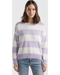 Benetton - Striped Sweater In Tricot Cotton - Lyst