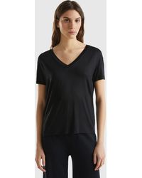 Benetton - T-shirt In Sustainable Stretch Viscose - Lyst
