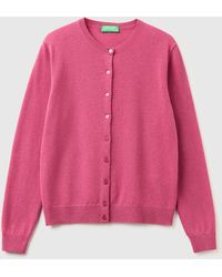 Benetton - Benetton, Plum Crew Neck Cardigan - Lyst