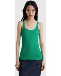 Benetton - Green Tank Top In Pure Cotton - Lyst