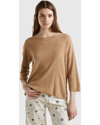 Benetton - Sweater In Linen Blend With 3/4 Sleeves - Lyst