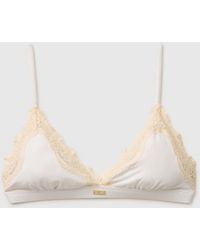 Benetton - Benetton, Silk Blend Triangle Bra With Lace - Lyst