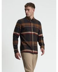 Ben Sherman - Long Sleeve Oversized Brushed Check Shirt In Dark Brown - Lyst