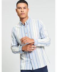 Ben Sherman - Long Sleeve Chambray Stripe Shirt In Indigo - Lyst
