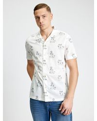 Ben Sherman - Short Sleeve Festival Camping Print Shirt In Snow White - Lyst