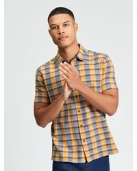 Ben Sherman - Short Sleeve Dobby Check Shirt In New Gold - Lyst