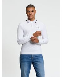 Ben Sherman - Long Sleeve Signature Pique Polo In White - Lyst
