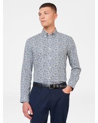 Ben Sherman - Long Sleeve Ditsy Floral Print Shirt In Snow White - Lyst